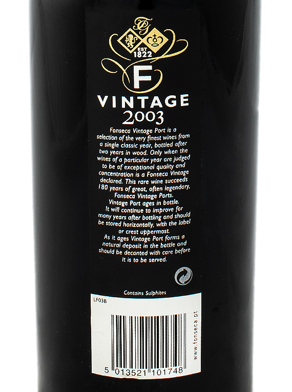 Fonseca Vintage Port 2003 (204,00€ / Litro )