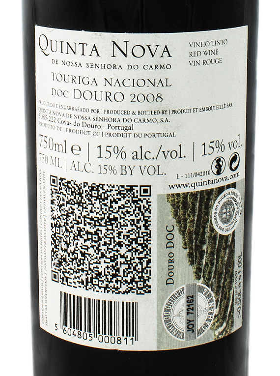 Quinta Nova de Nossa Senhora do Carmo Touriga Nacional 2008 (68,00€ / litro)