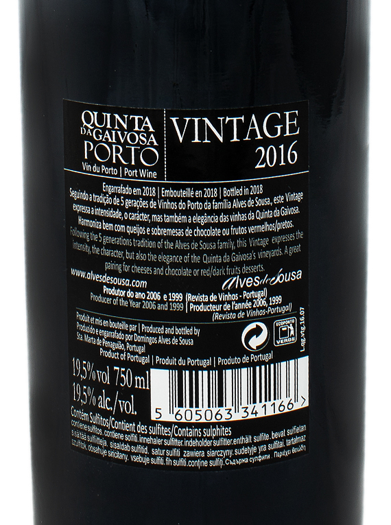 Quinta da Gaivosa Vintage Port 2016 ( 66,67€ / Litro )