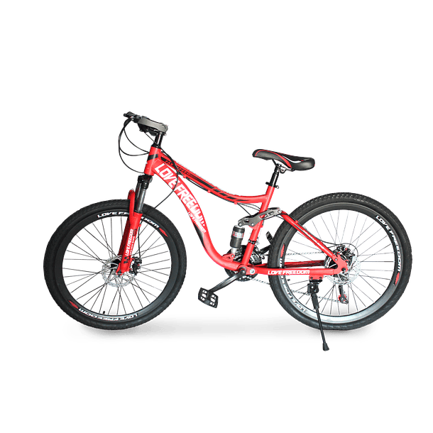 Bicicleta Montaña Aro 26 Marco Acero Cambios Shimano Curva Roja