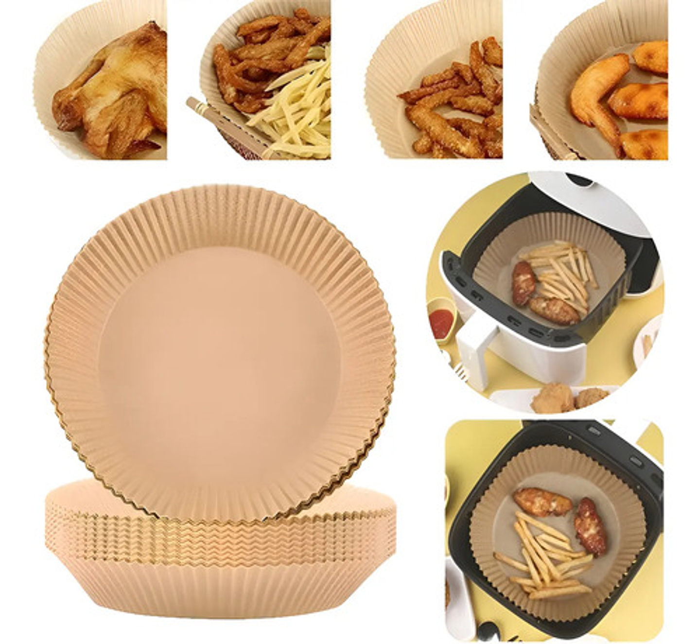 Forros Desechables Antiadherente Freidora 100 Pcs Air Fryer 1
