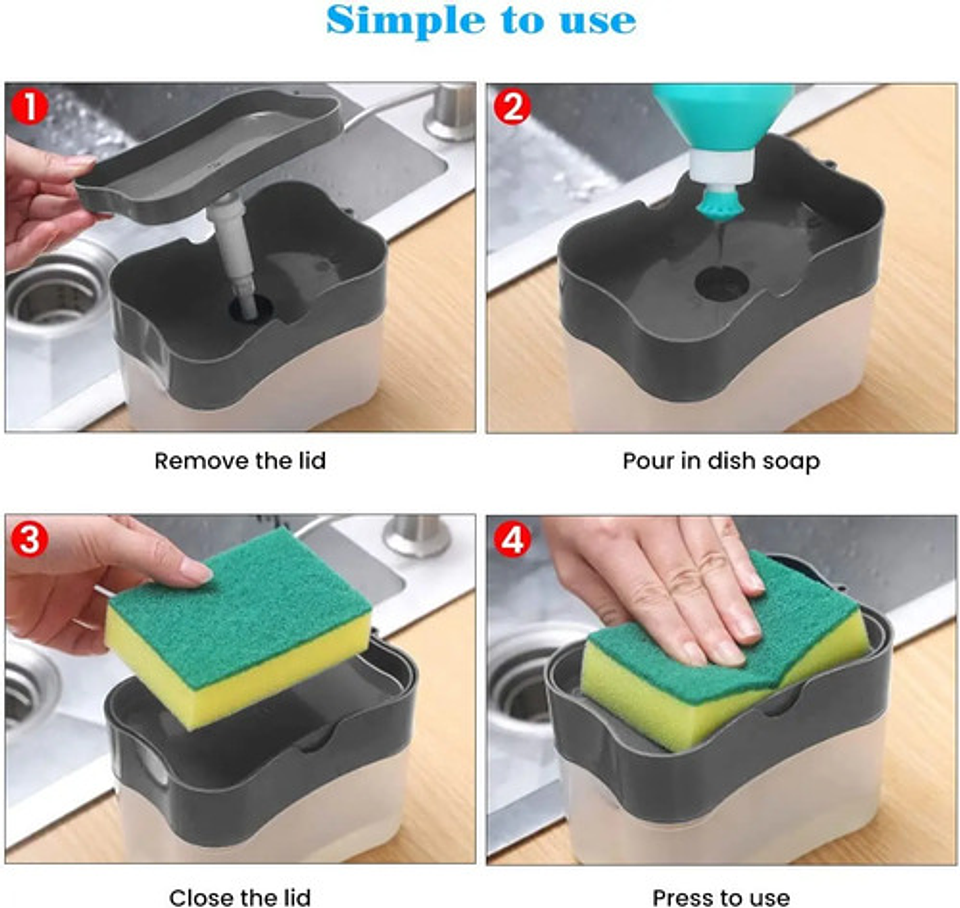 Dispensador Lavaloza Con Soporte De Esponja 3