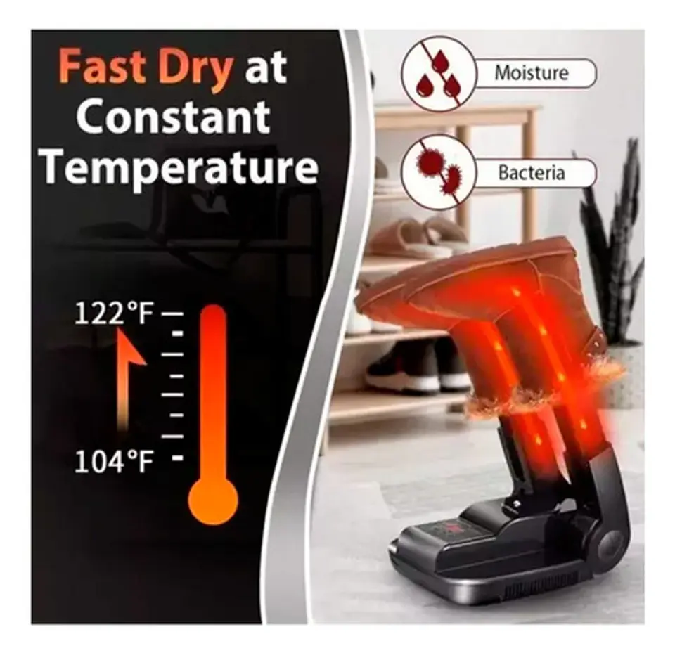 Secador Eléctrico Footwear Para Zapatos 1 Par Negro Compacto 5