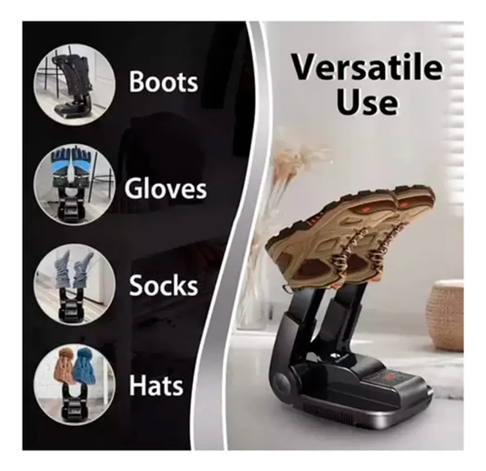 Secador Eléctrico Footwear Para Zapatos 1 Par Negro Compacto 7