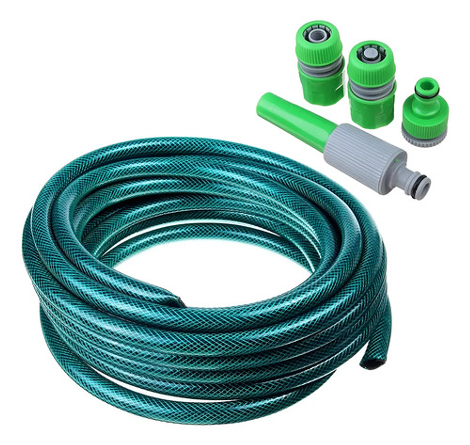 Manguera Riego Thek 1/2 Pulgada 15m Con Pistola Rociadora Verde Oscuro 1