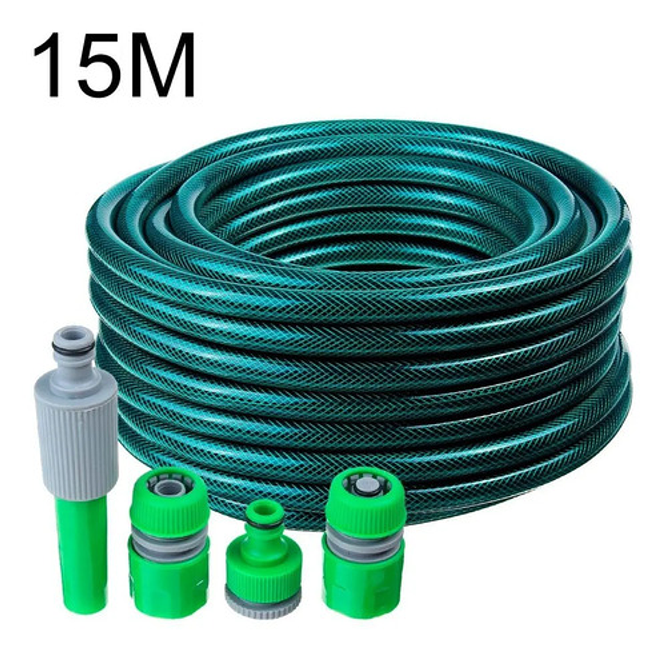 Manguera Riego Thek 1/2 Pulgada 15m Con Pistola Rociadora Verde Oscuro 2