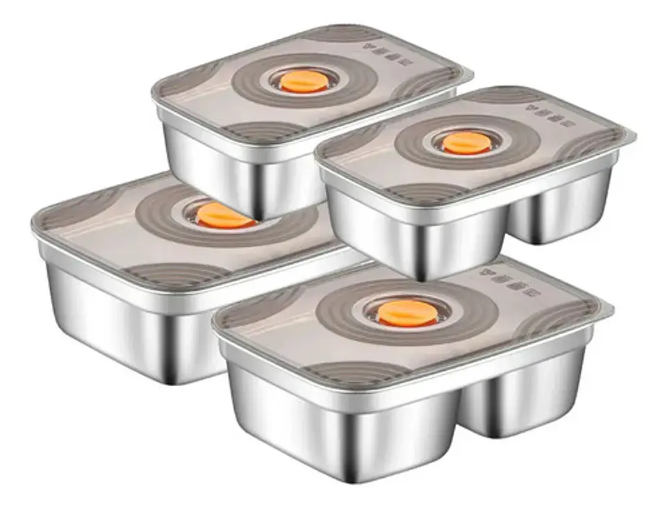 Set 4 Recipientes Herméticos Acero Inoxidable Lunch Box Coci 2