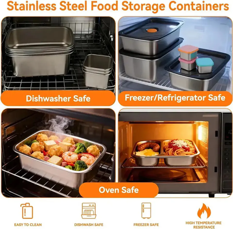 Set 4 Recipientes Herméticos Acero Inoxidable Lunch Box Coci 9
