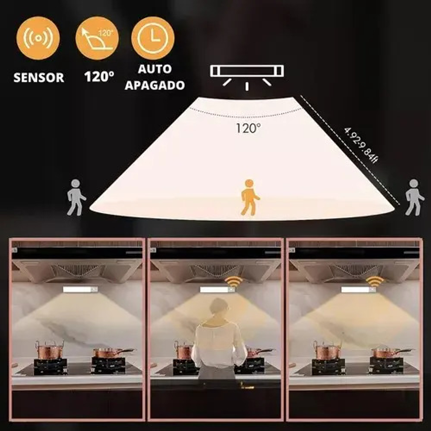 Luz Led Con Sensor Movimiento Barra Closet Baño Cocina 30 Cm 5
