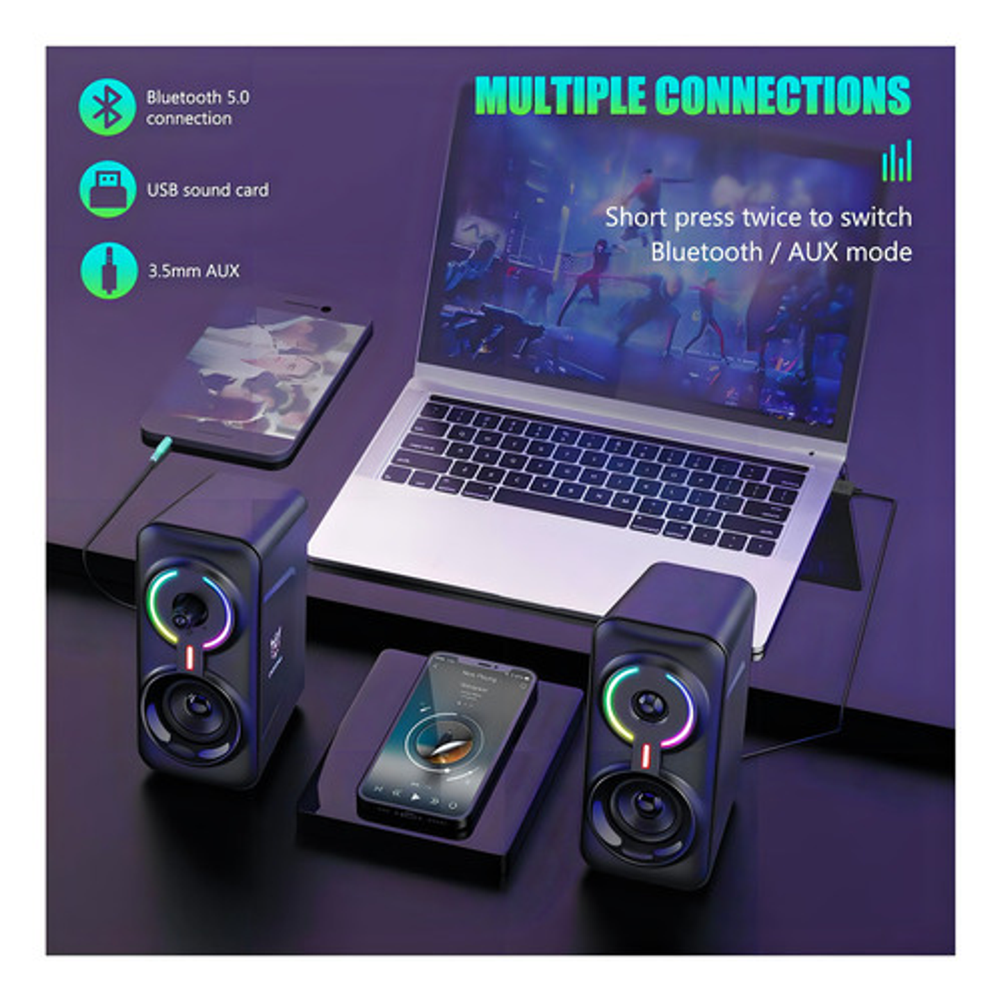 Parlantes Altavoz Onikuma  Rgb Multimedia 10w 5