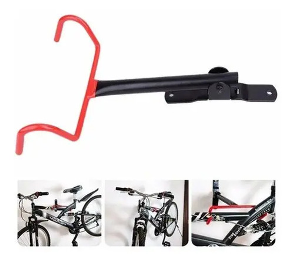 Gancho Pared Bicicleta Aftk Horizontal Acero Inoxidable Rojo 5