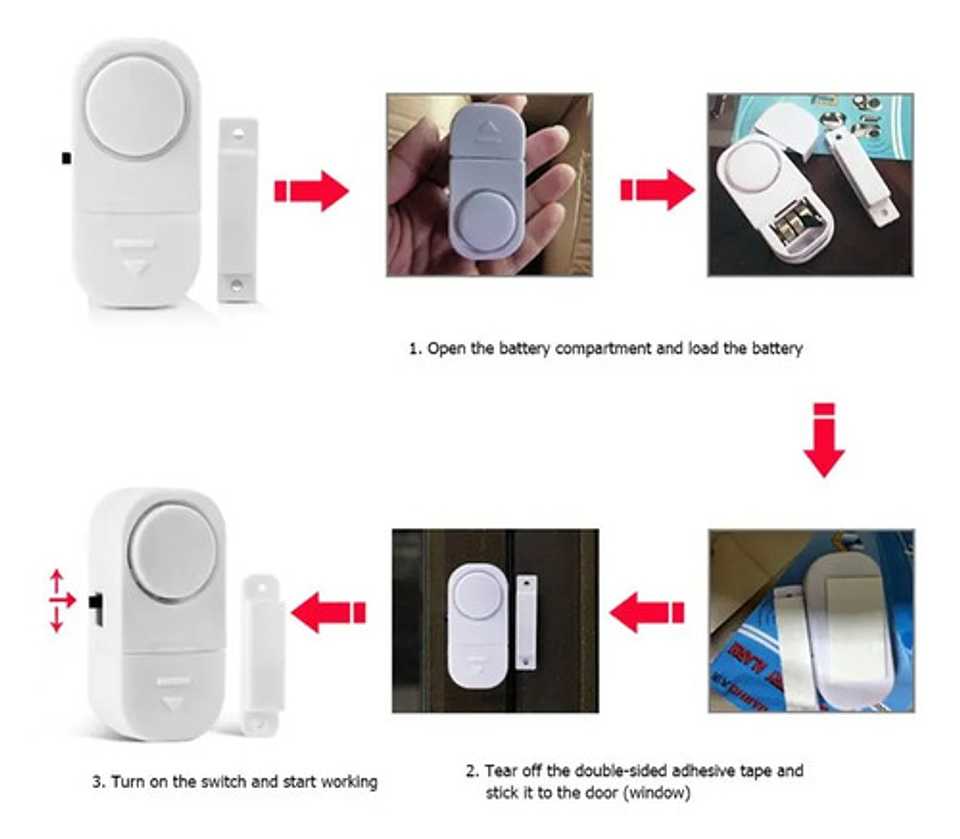 Alarma Puerta Ventana Sensor Magnetico Seguridad 90db 2