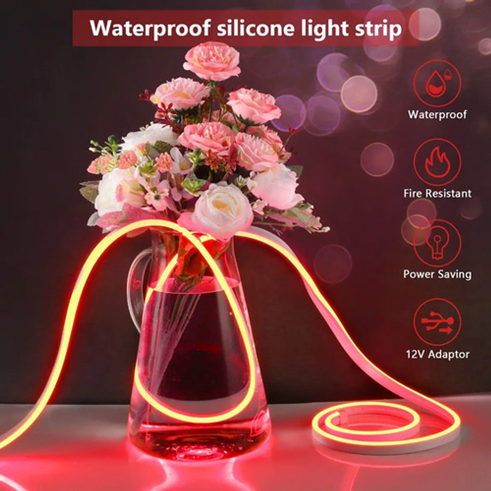 Hilo Tira Luz Neón Colores Led Conector 5m 7