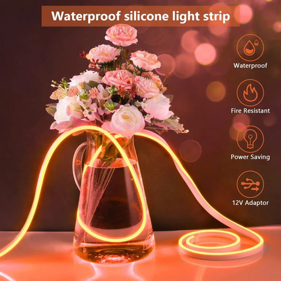 Hilo Tira Luz Neón Colores Led Conector 5m 28