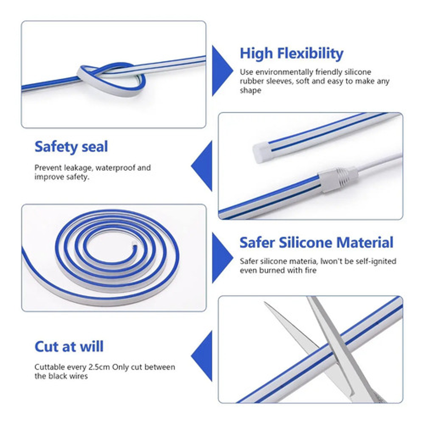 Hilo Tira Luz Neón Colores Led Conector 5m 34