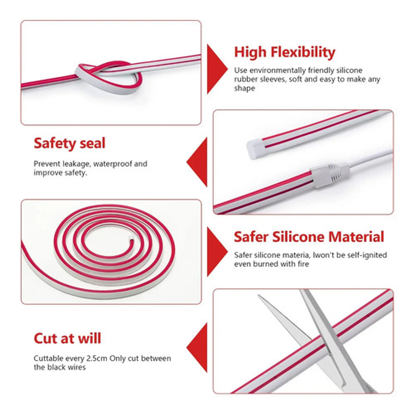 Hilo Tira Luz Neón Colores Led Conector 5m 38