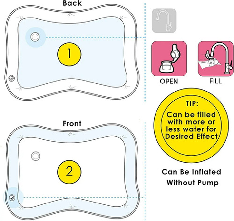 Alfombra De Agua Sensorial Para Bebes Inflable 59cm 3