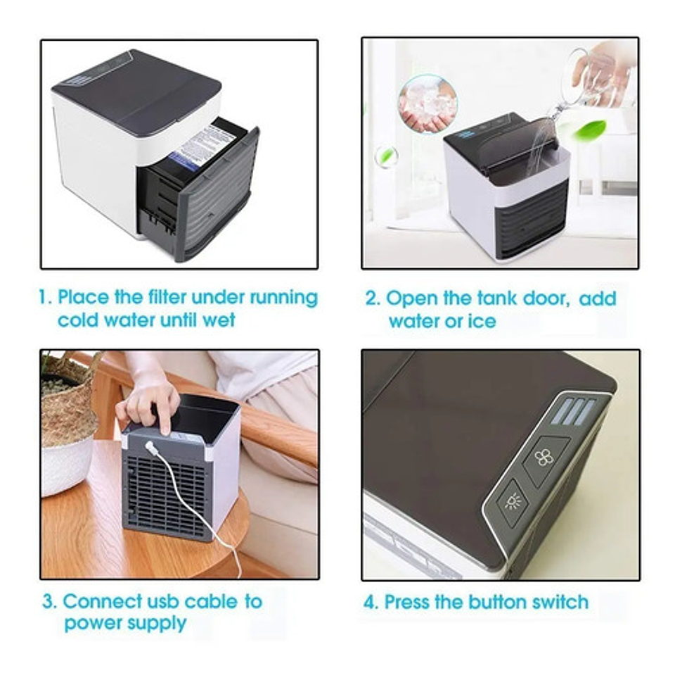 Mini Enfriador Portátil Aire Acondicionado Ventilador Frio Color Blanco 4