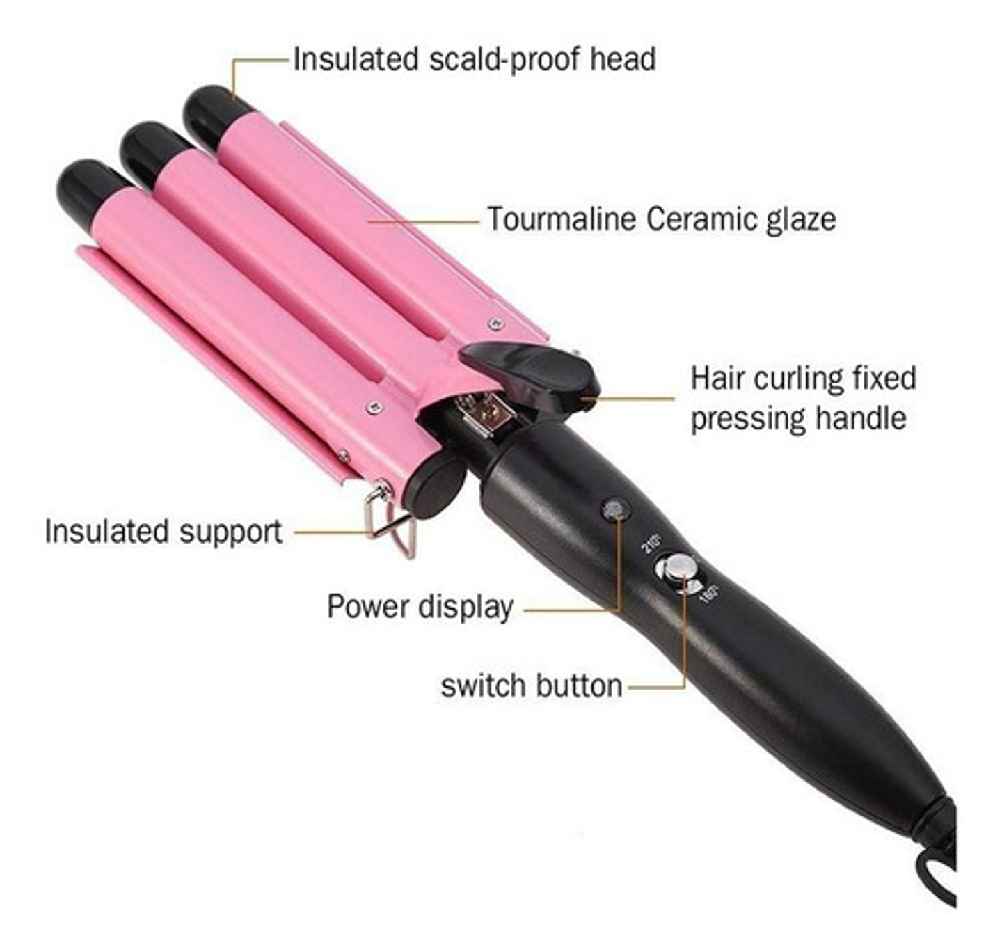 Rizador Ondulador Plancha  Para Cabello De 3 Tubos  4