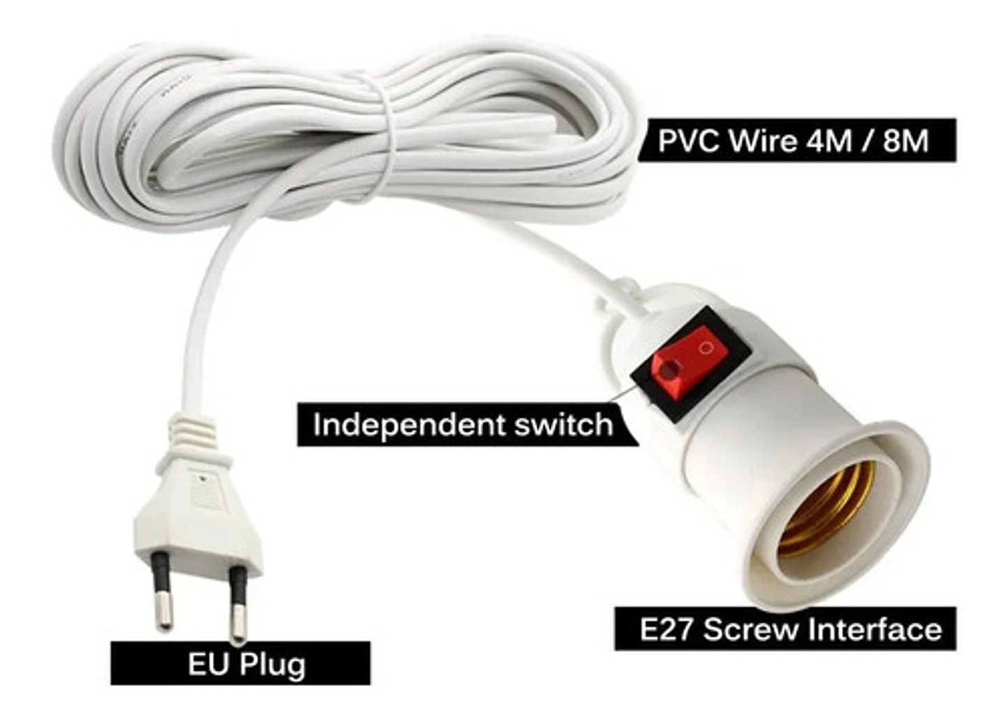 Soquete Alargador E27 Con Interruptor  6