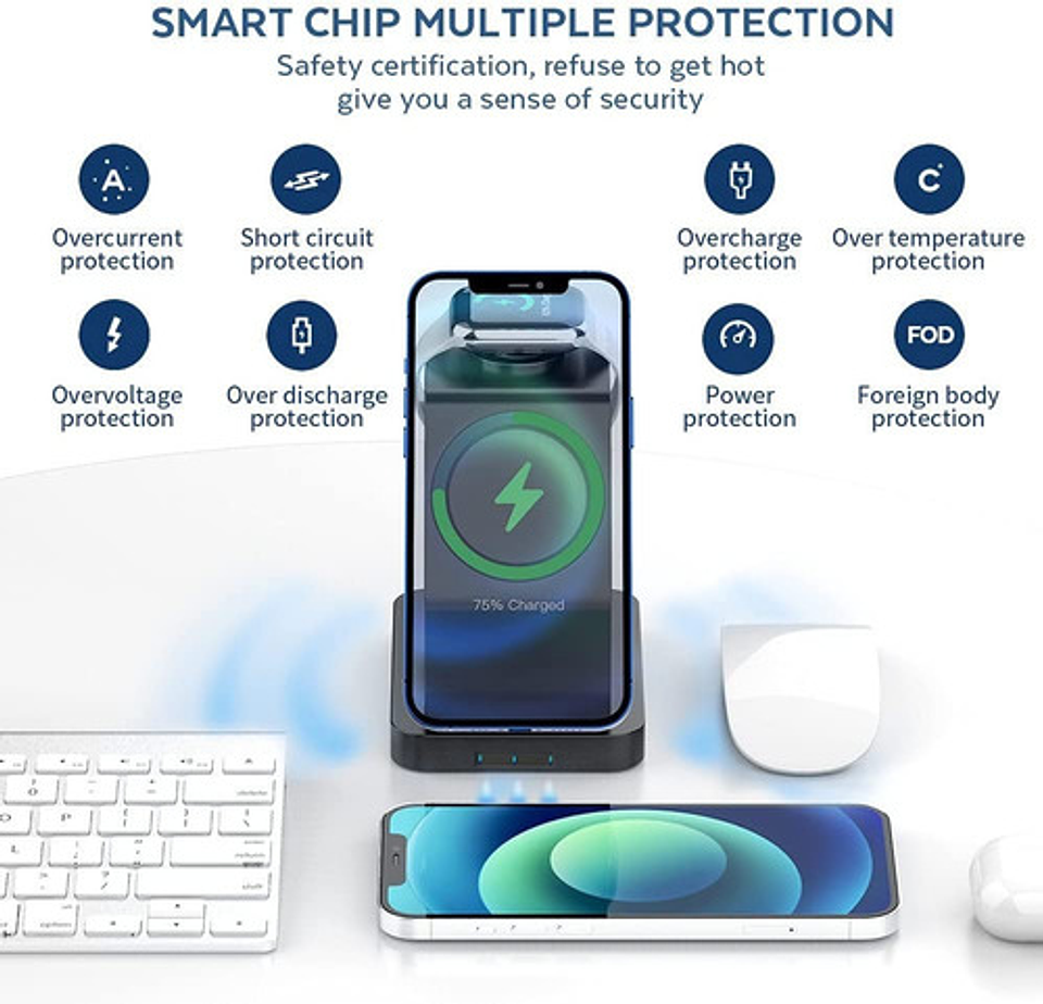 Cargador Inalámbrico 3 En 1 iPhone/ AirPods/ Apple Watch 9