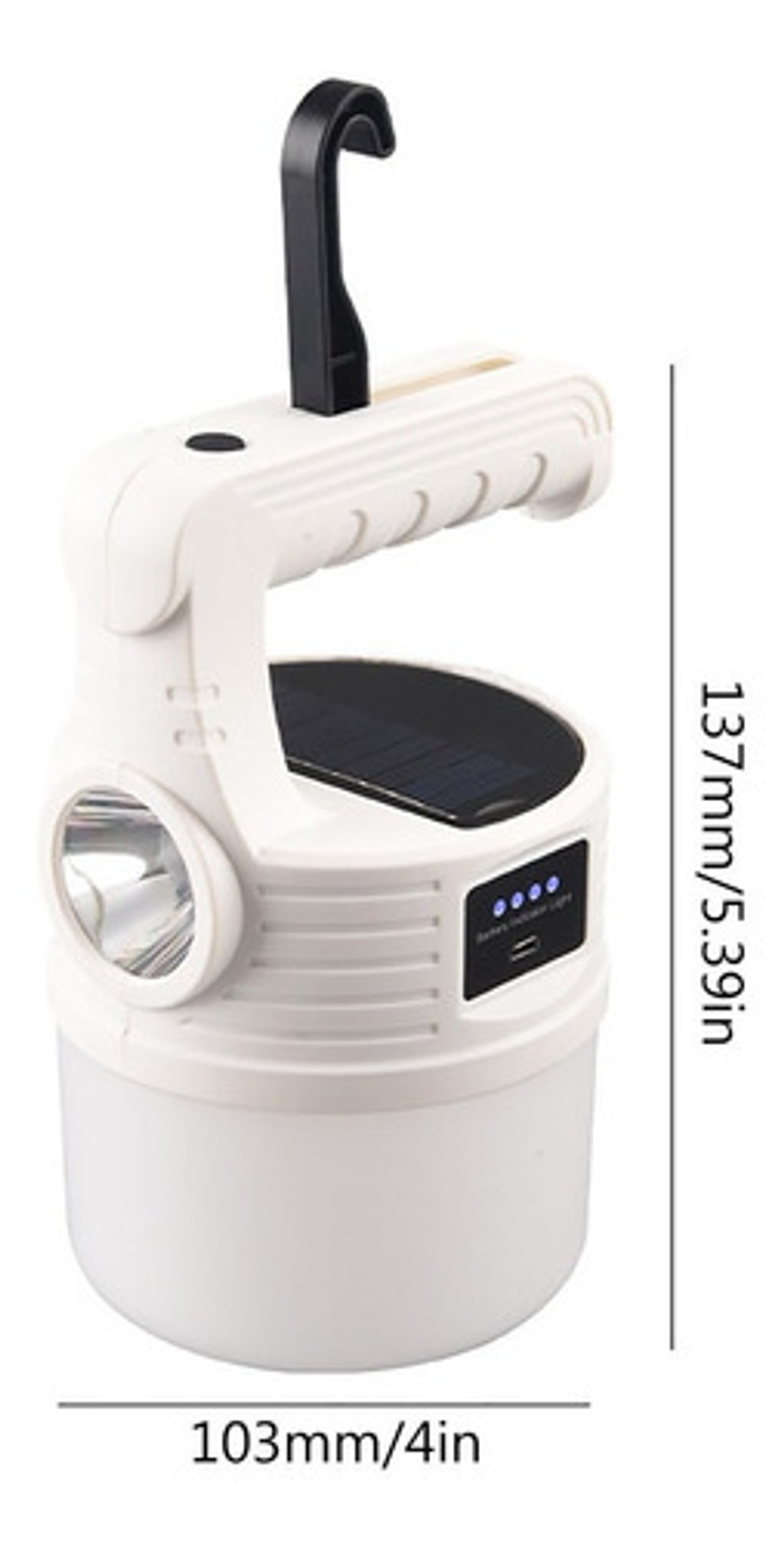 Linterna Led Recargable Mri Mx-518 Solar Camping Emergencia Blanca Blanco 4