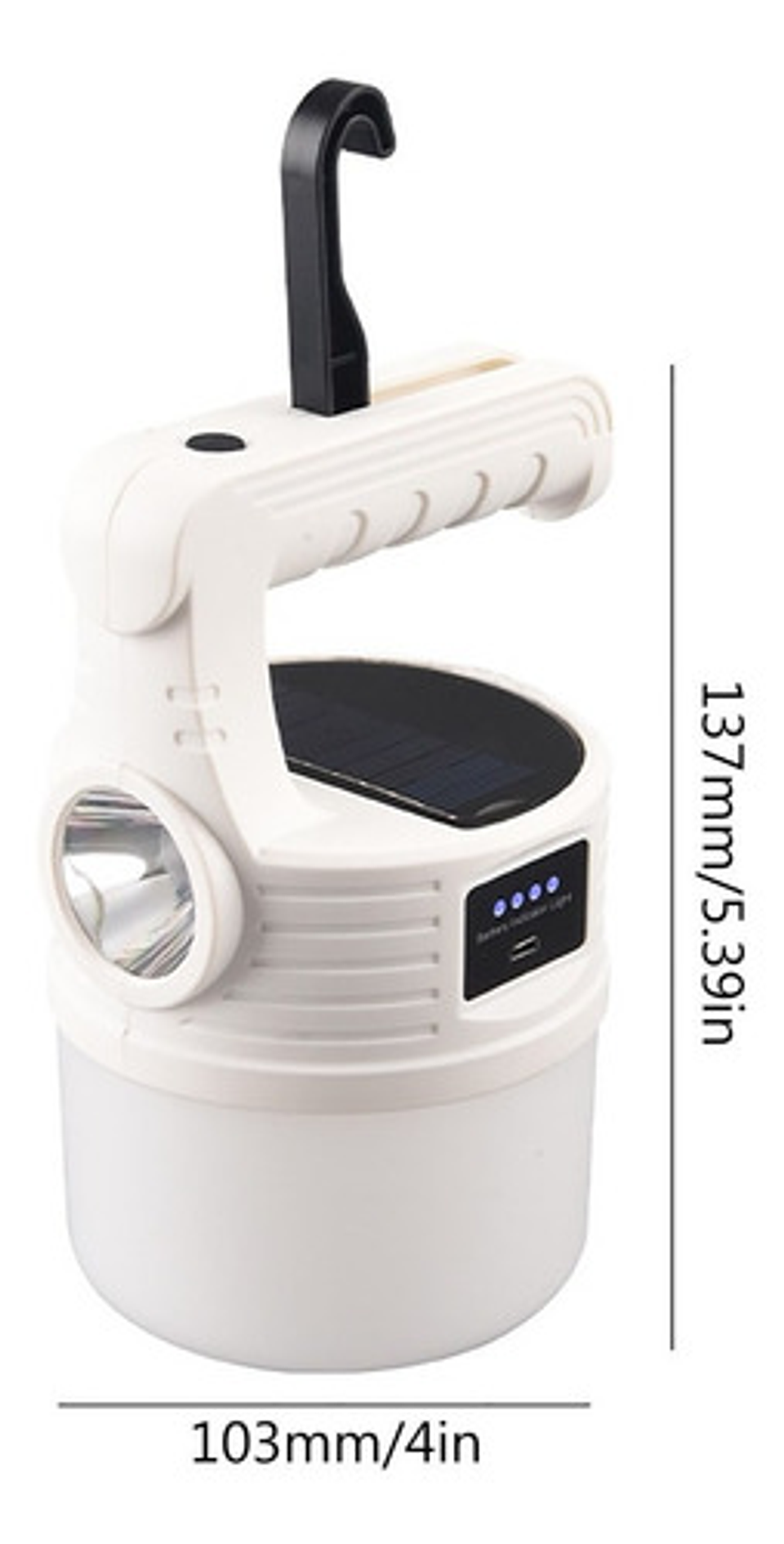 Linterna Led Recargable Mri Mx-518 Solar Camping Emergencia Blanca Blanco 4