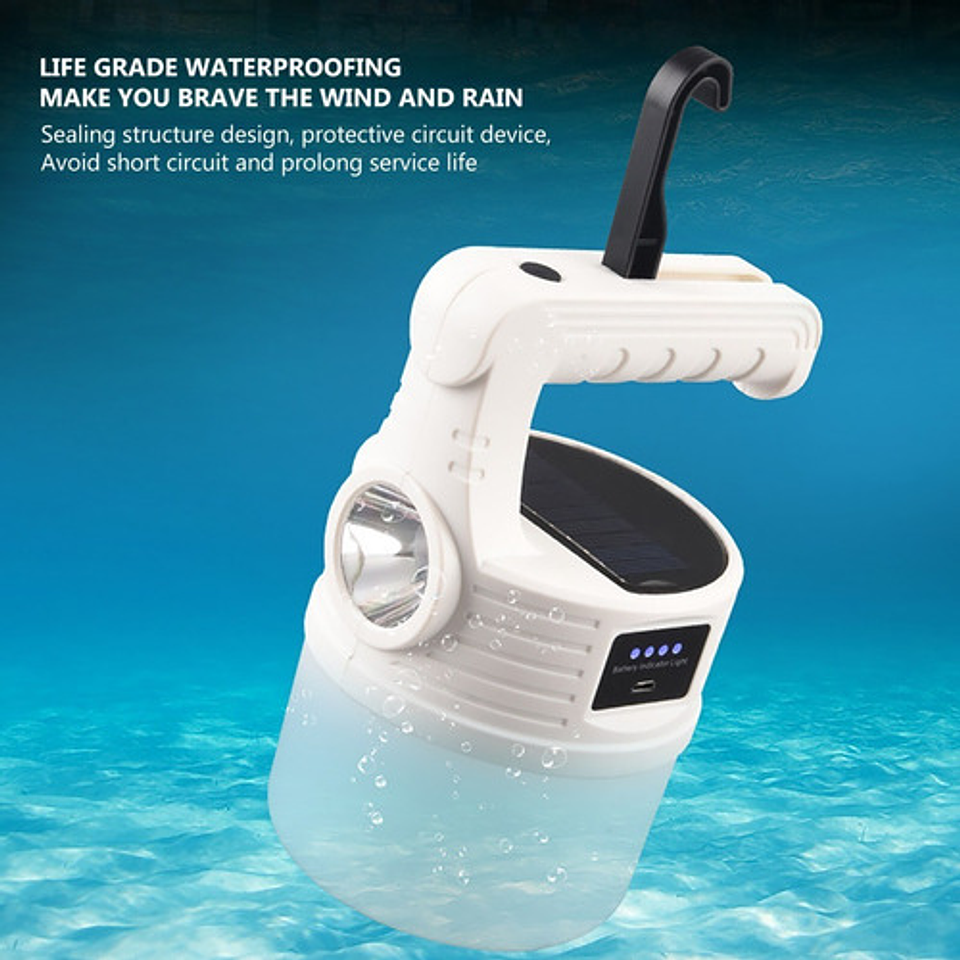 Linterna Led Recargable Mri Mx-518 Solar Camping Emergencia Blanca Blanco 6