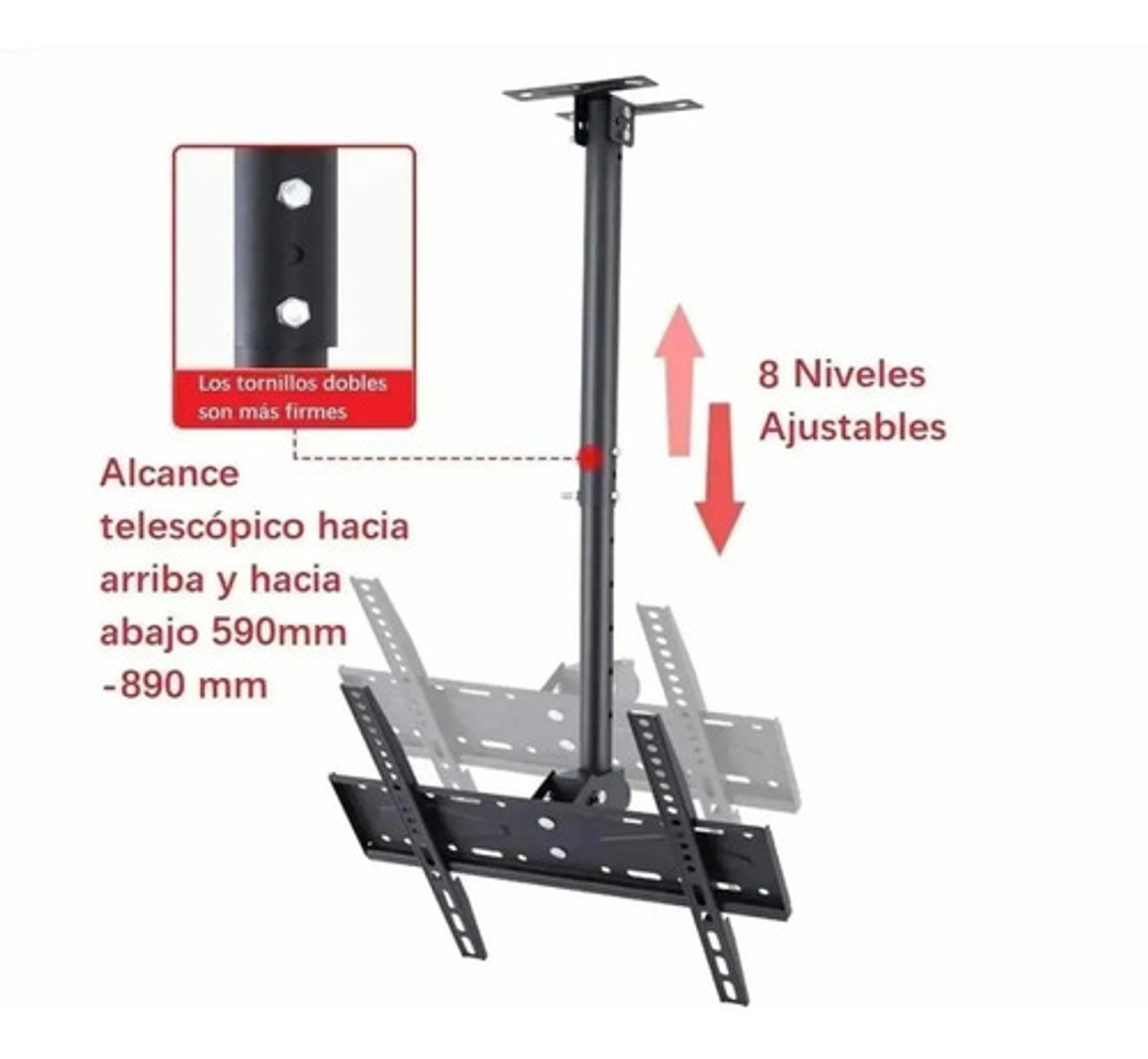 Soporte Tv Tecnopro Techo 360° Giratorio 32-70 Pulgadas Negro 6