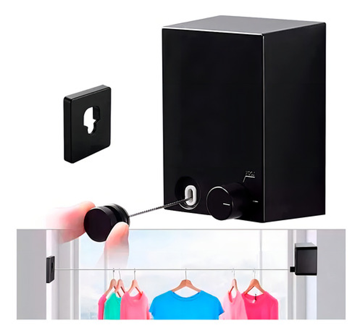 Tendedero Retráctil Para Interiores De Acero Inoxidable Blanco 4