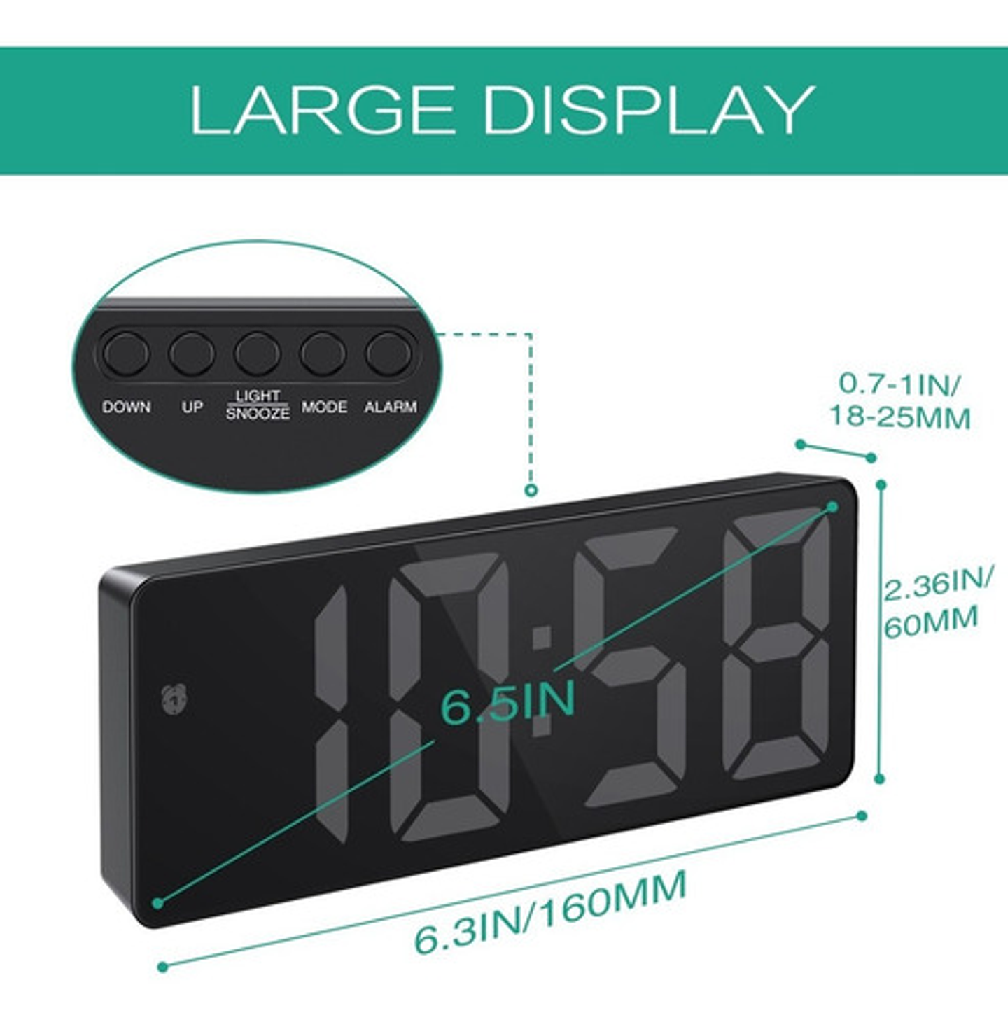 Reloj Despertador Digital Led Thek Usb Control Voz 18