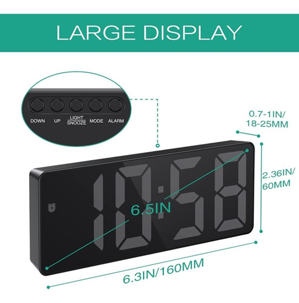 Reloj Despertador Digital Led Thek Usb Control Voz 18