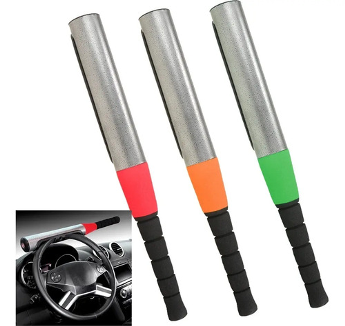 Traba Volante Seguridad Auto Bate Beisbol Antirrobo  7