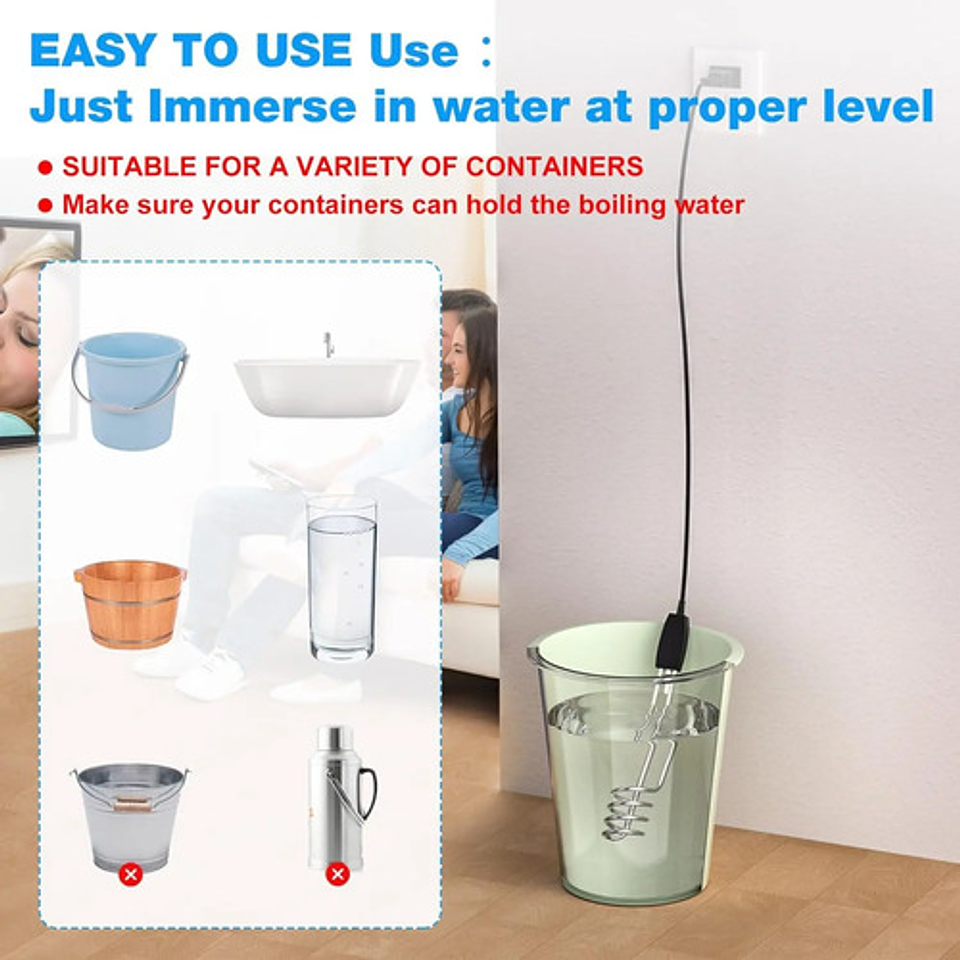 Calentador De Agua Portátil 1500w Aluminio 4