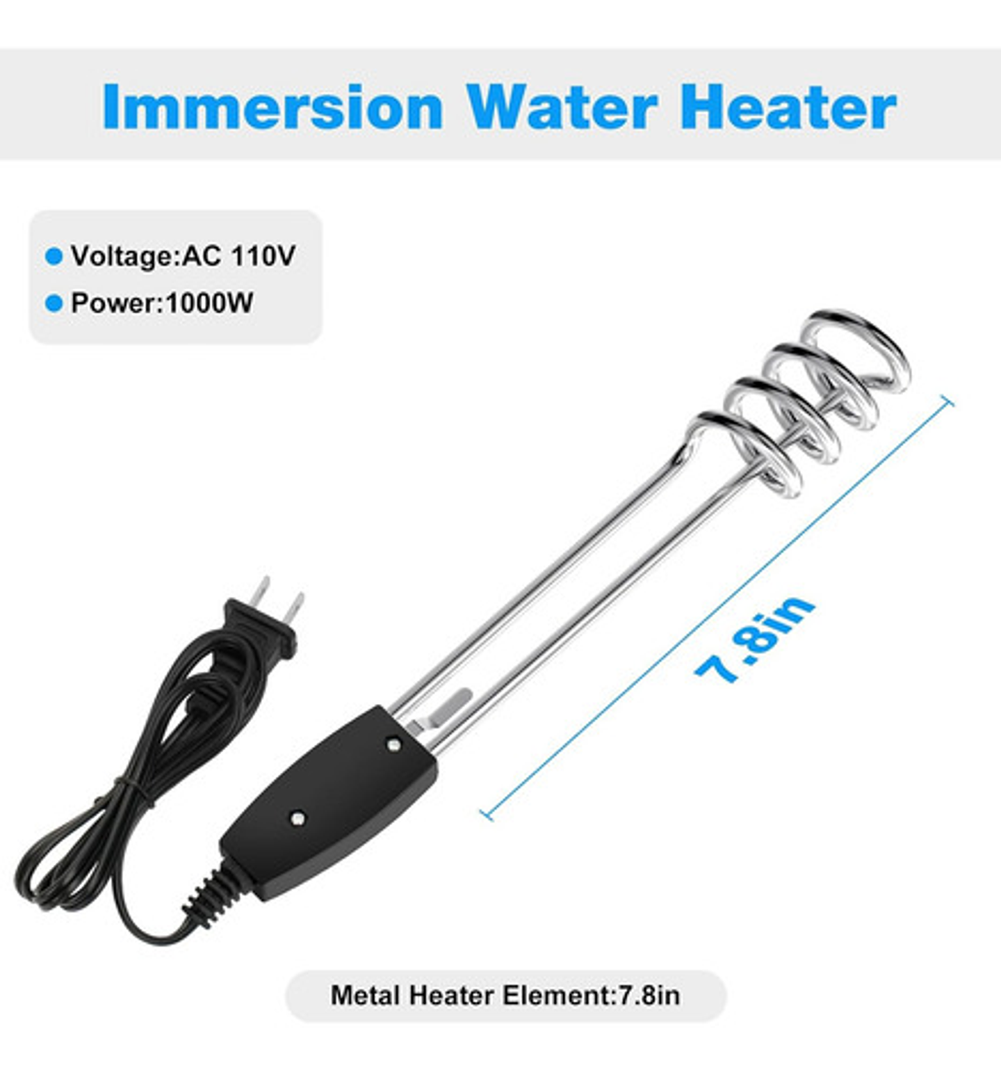 Calentador De Agua Portátil 1500w Aluminio 6