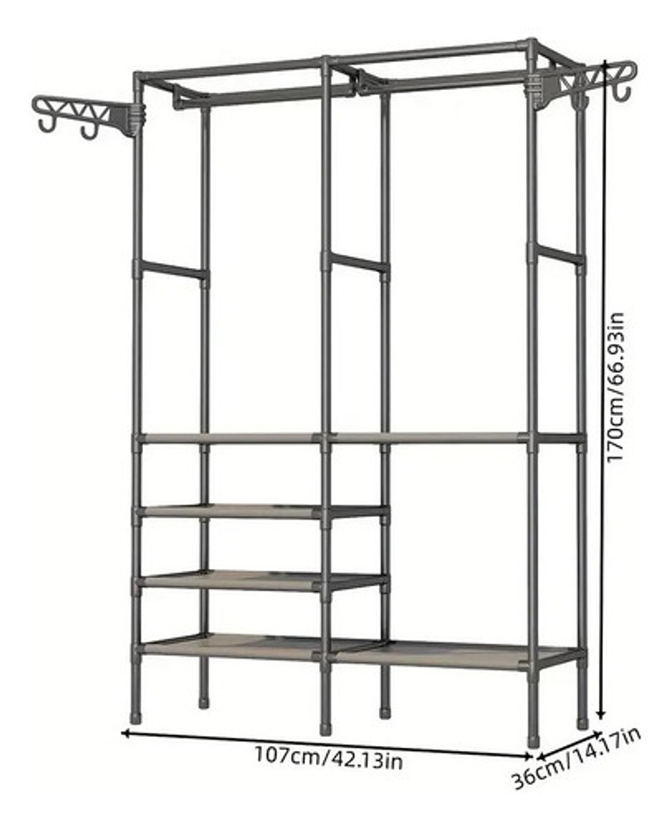 Colgador Exhibidor De Ropa Perchero Organizador De 2 Cuerpos 4