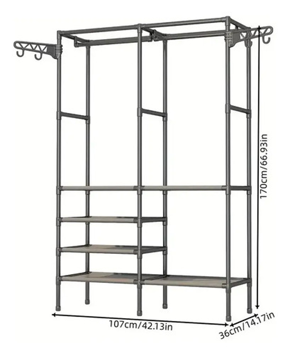 Colgador Exhibidor De Ropa Perchero Organizador De 2 Cuerpos 13
