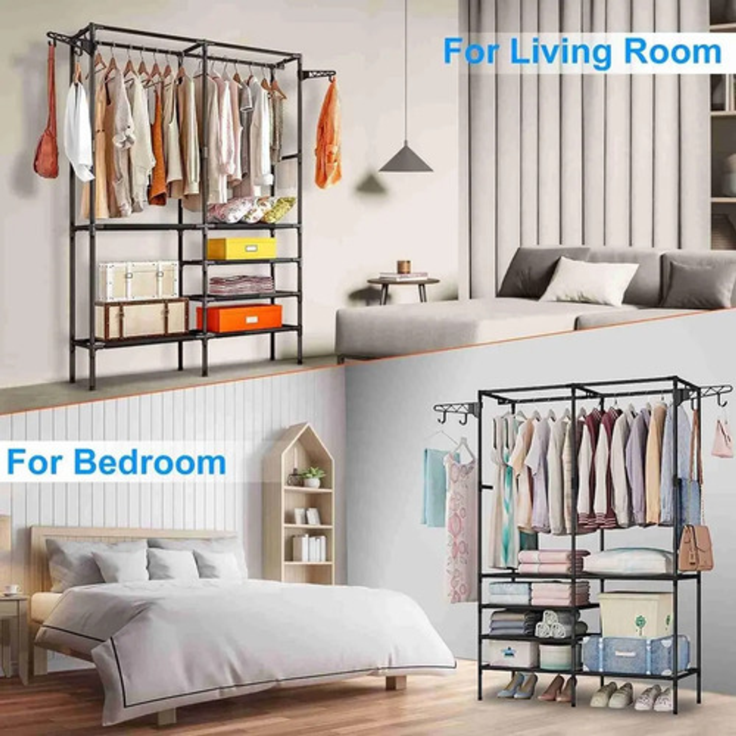 Colgador Exhibidor De Ropa Perchero Organizador De 2 Cuerpos 16