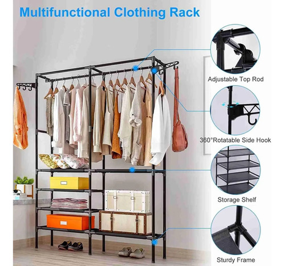 Colgador Exhibidor De Ropa Perchero Organizador De 2 Cuerpos 17