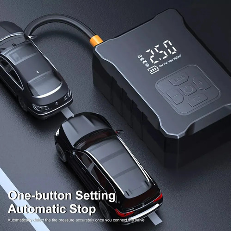 Bomba Inflable Inalámbrica Portátil Auto Moto Pantalla Digit 3