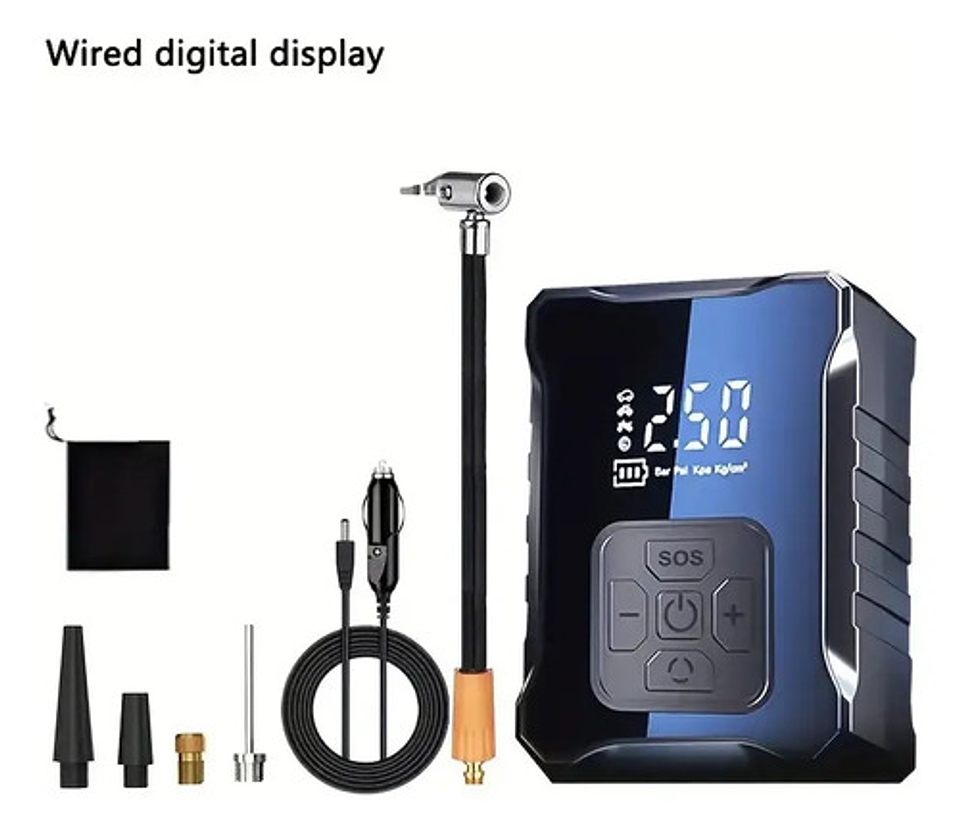 Bomba Inflable Inalámbrica Portátil Auto Moto Pantalla Digit 4