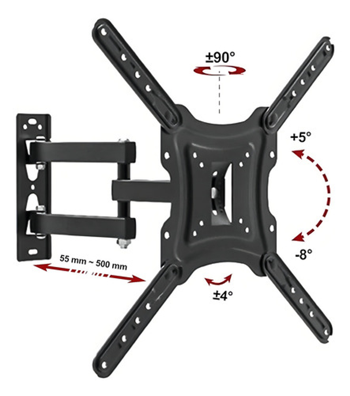 Soporte Para Tv Brazo 14 A 55 Pulgadas Pared Con Tornillos D Color Negro F-3 P-1 6