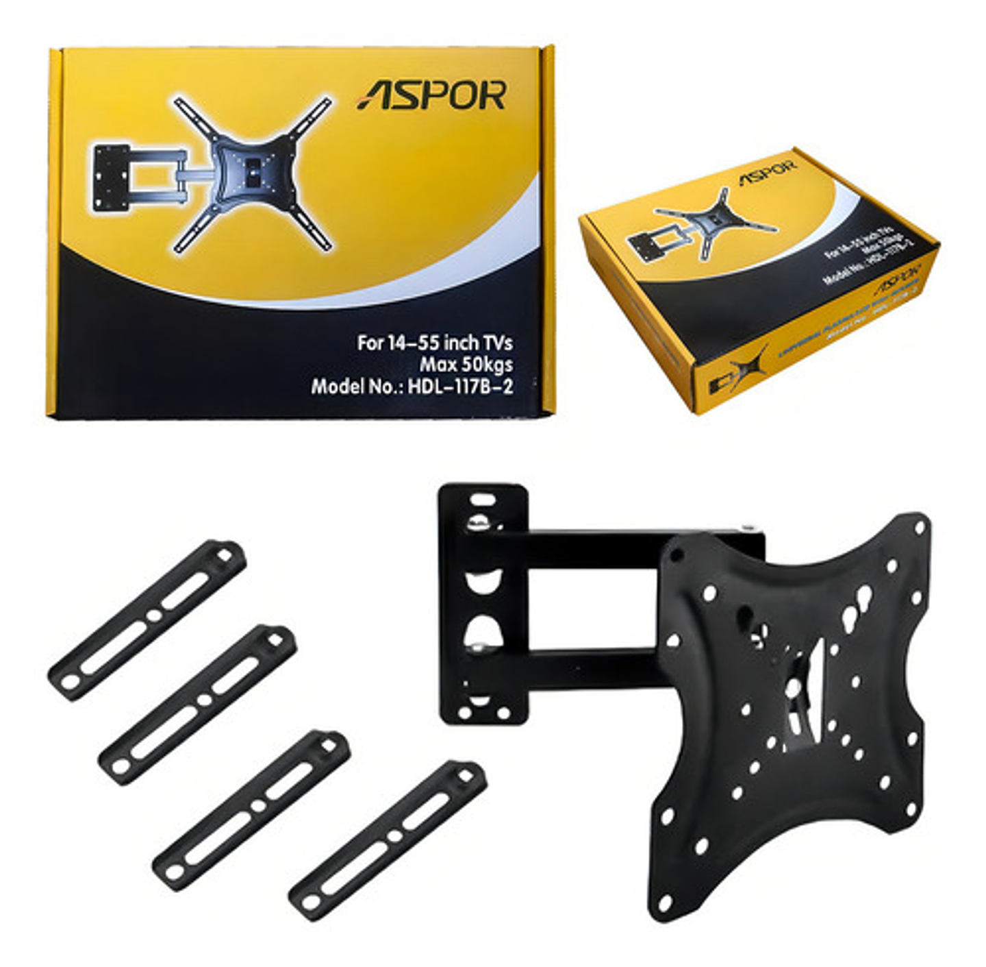 Soporte Para Tv Brazo 14 A 55 Pulgadas Pared Con Tornillos D Color Negro F-3 P-1 7