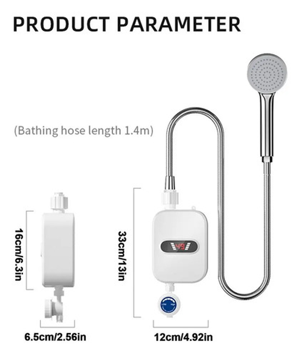 Calentador De Agua Eléctrico + Ducha Sin Tanque Instantanea 4