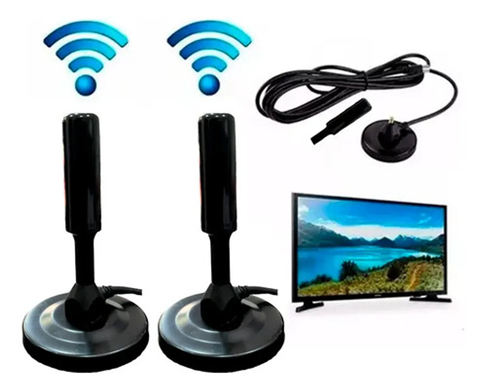 Pack X 2 Antena Hd Tv Digital Abierta Tvd Coaxial Con Iman 1