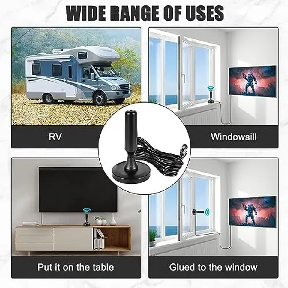 Pack X 2 Antena Hd Tv Digital Abierta Tvd Coaxial Con Iman 5