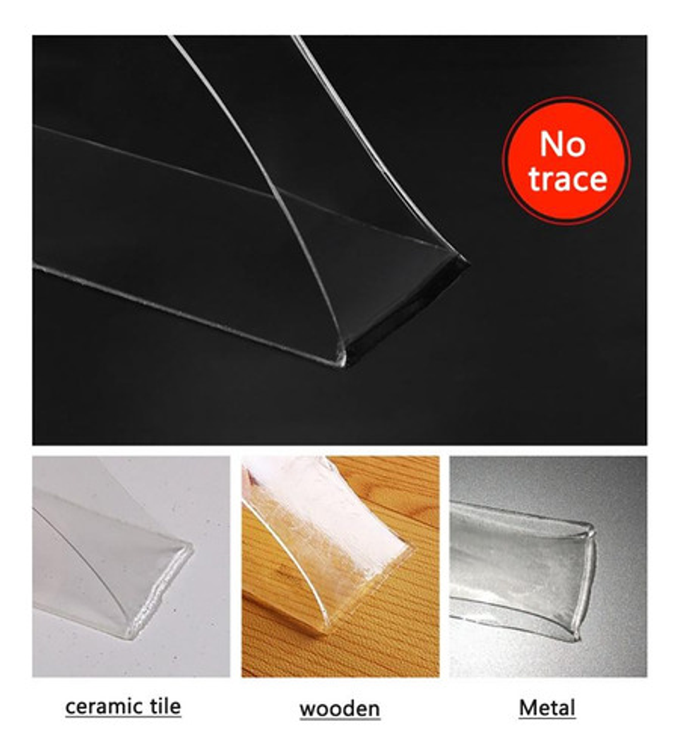 Cinta Doble Contacto Faz Transparente 3 Metros Ivy Grip Tape Color Blanco Liso 2