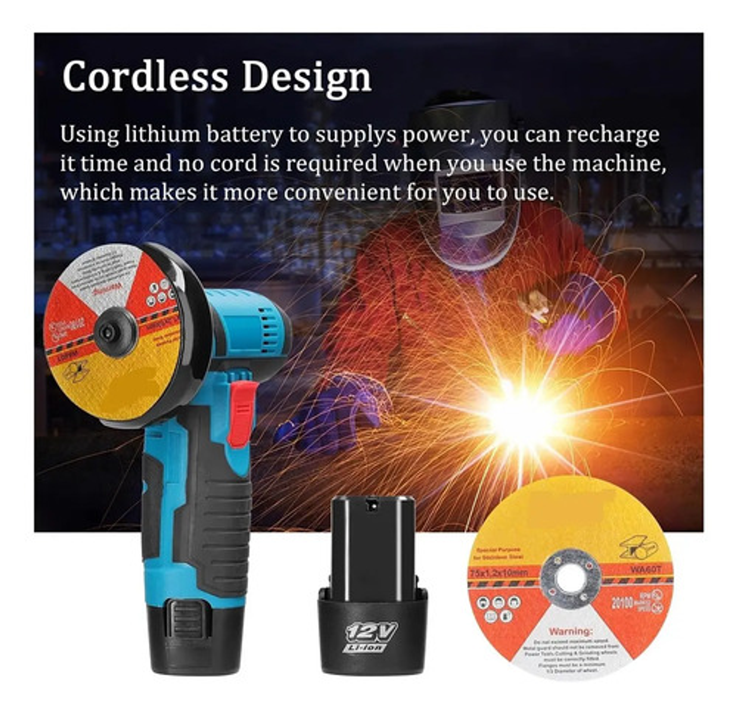 Máquina Cortadora Y Pulidora 12v + 2 Amoladoras Angulares  3