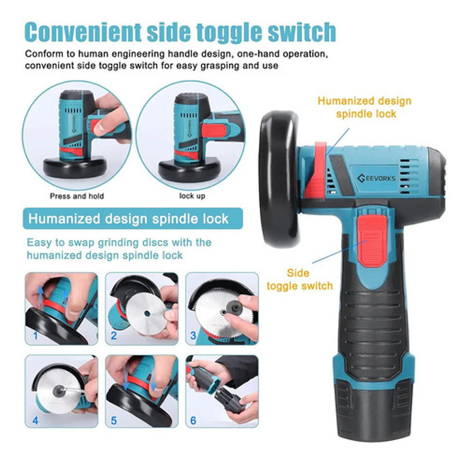 Máquina Cortadora Y Pulidora 12v + 2 Amoladoras Angulares  10