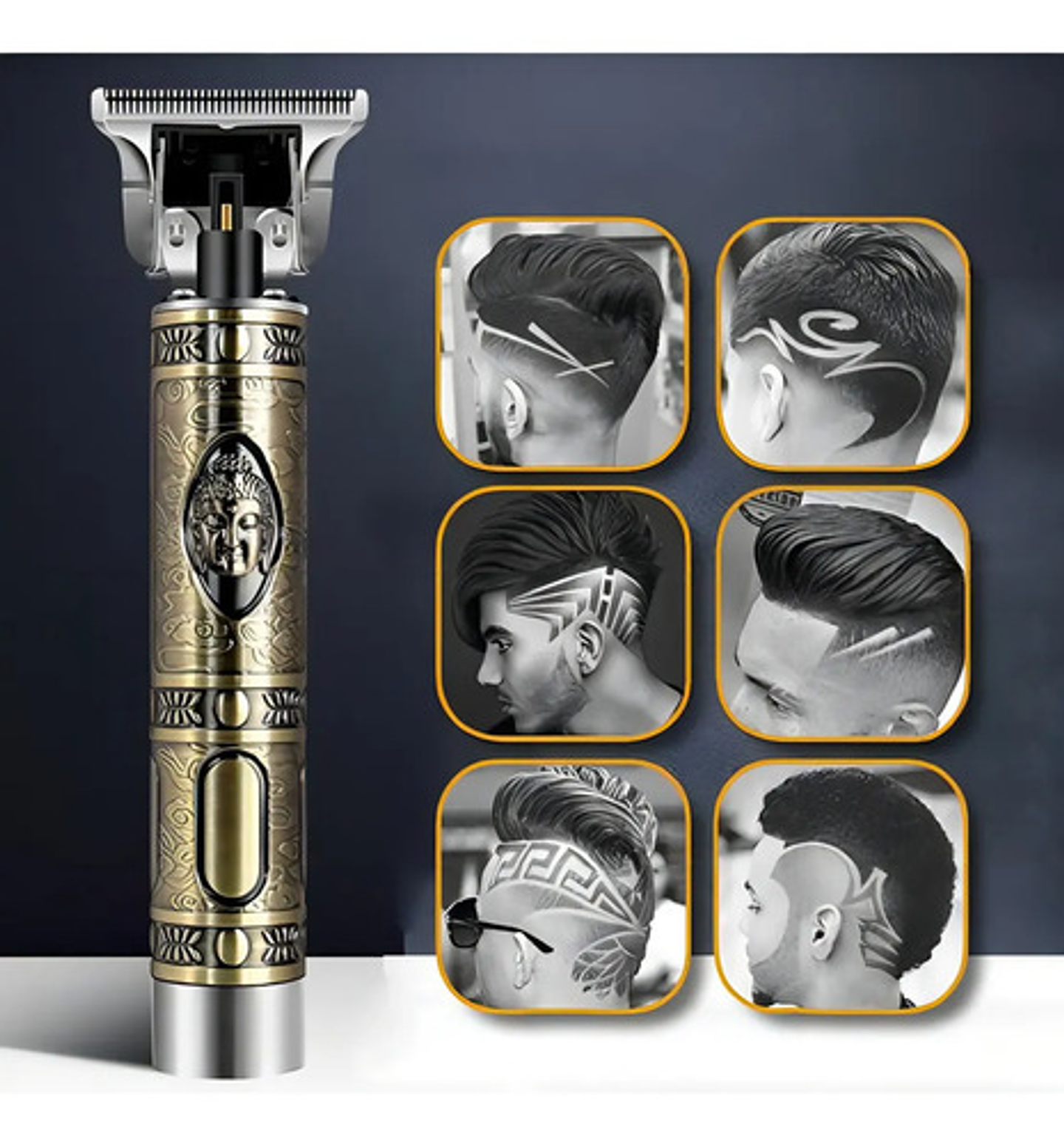 Cortadora De Cabello Profesional Cuchilla Ajustable En T Dorado 2
